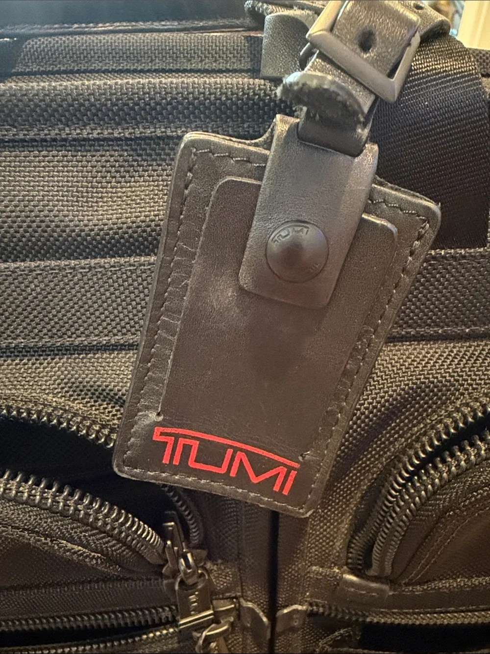 Tumi Black Nylon Briefcase with Dual Front Pockets and Leather Tag
